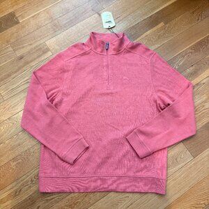 Tommy Bahama Men Quarter Zip Pullover Candy Rose Sweatshirt Size Small NWT